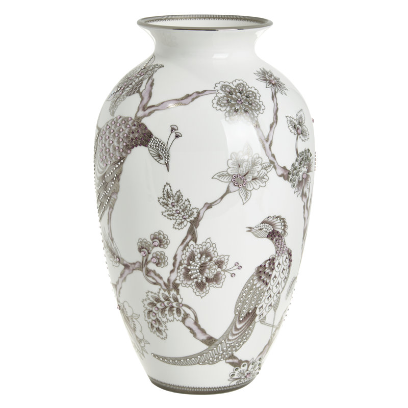 Pavo Bone China Table Vase, Silver