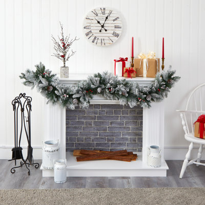 8'' in. Lighted Faux Pine, Berry Garland
