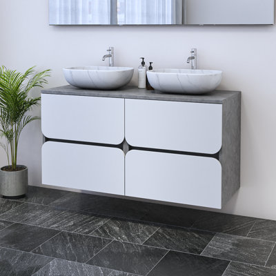 Meuble-lavabo double 47,2 po avec dessus Kaydin