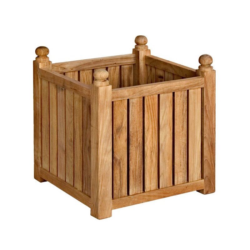 Teak Outdoor Square Planter Box, Medium