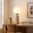Mila Tall 15" Modern Travertine LED Table Lamp with Frosted Glass Globe Shade-126420617-139814786