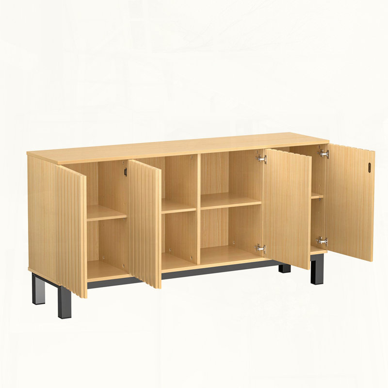 Fluted Credenza Buffet Cabinet with Storage