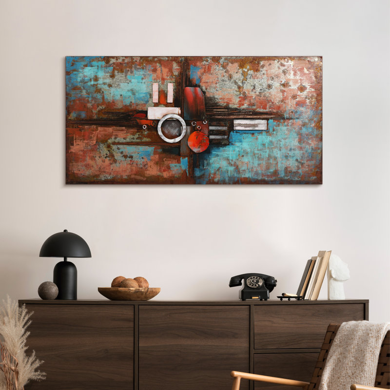 "Composition I" Iron Hand Painted 3D Wall Art