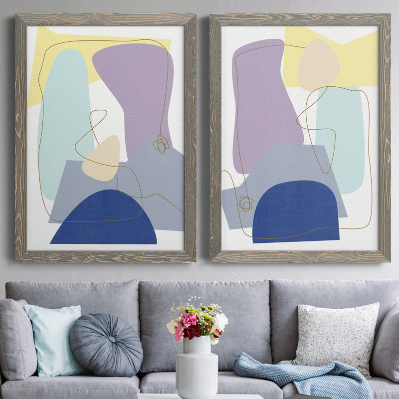 «Luminous Bay I», ensemble de 2 reproductions d'art sur toiles, H 43,5 po x l 31,5 po x P 1 po, Toile avec cadre gris
