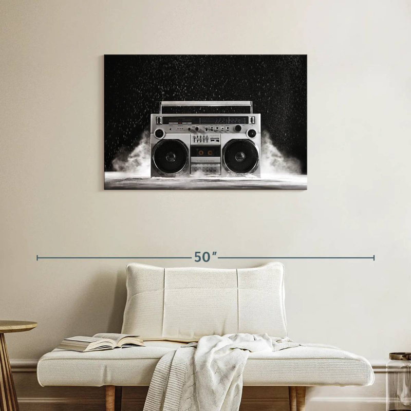 Boombox argenté Abarca 1980, H 24 po x l 36 po