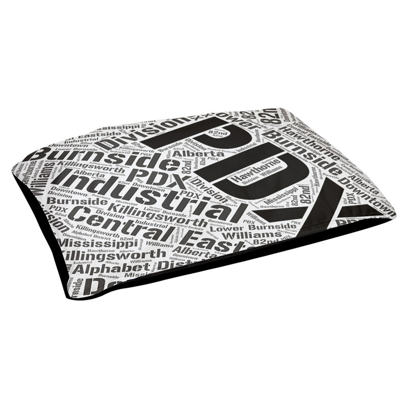 Coussin de chien « districts », Moyen (H 9,5 po x l 28 po x P 18 po), Portland, Noir