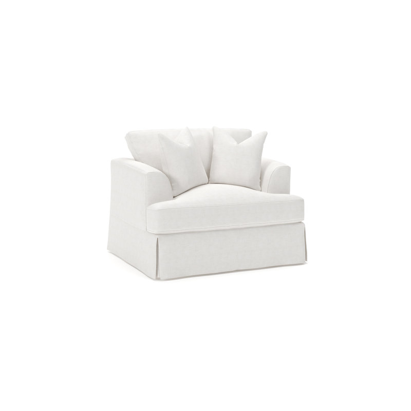 Lucia Slipcovered Armchair, Nomad Snow Crypton® Chenille
