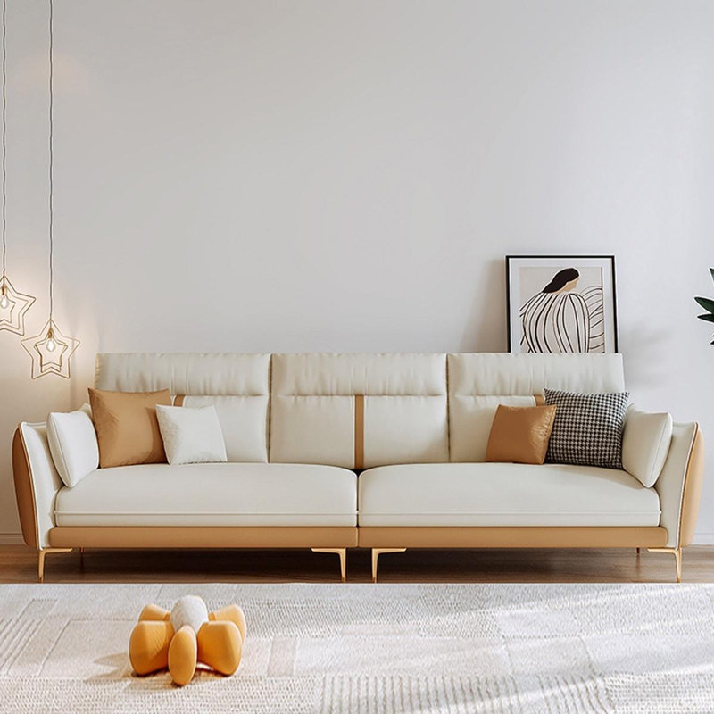 Coussin beige modulaire en similicuir