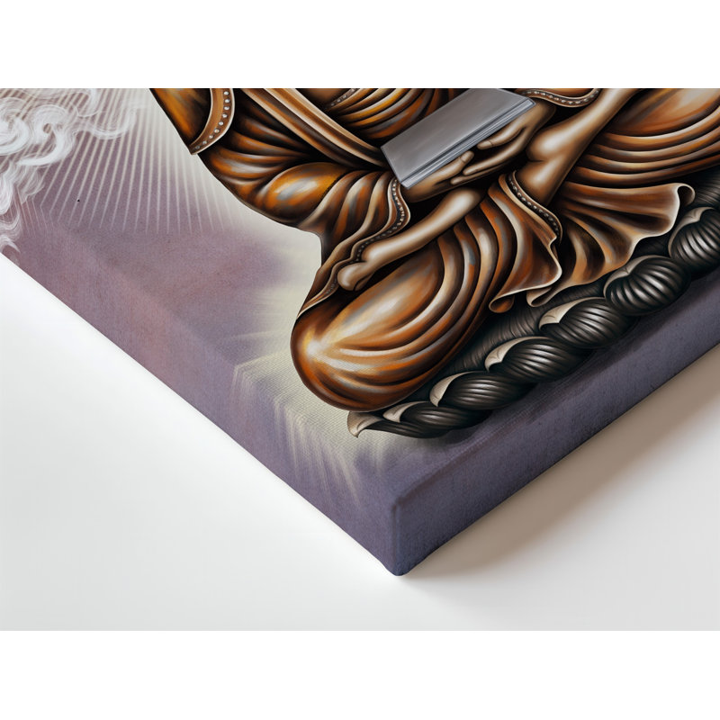 Reproduction d'art sur toile, "Bouddha serein assis dans une méditation", H 14 po x l 11 po