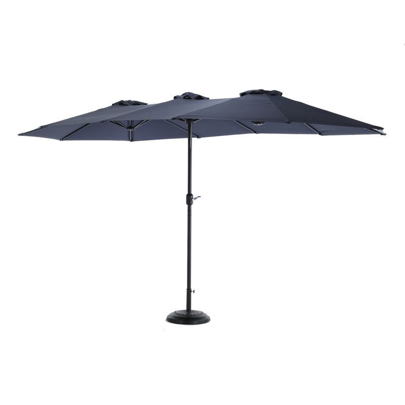 Grand parasol d'extérieur double face 14,8 pi avec manivelle (bleu marine) (sans base), Navy Blue