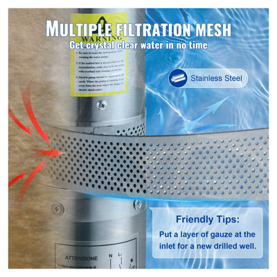 Pompe submersible 3HP à puits profonds - Pompe à eau en acier inoxydable de 4 pouces avec boîtier de contrôle, tête maximale de 640 pieds et débit de 37 gallons par minute pour l'irrigation et l'utilisation à domicile