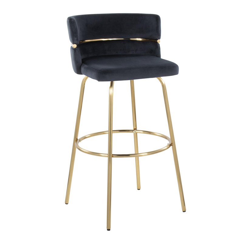Tabouret de bar à hauteur fixe Art, Noir, Doré