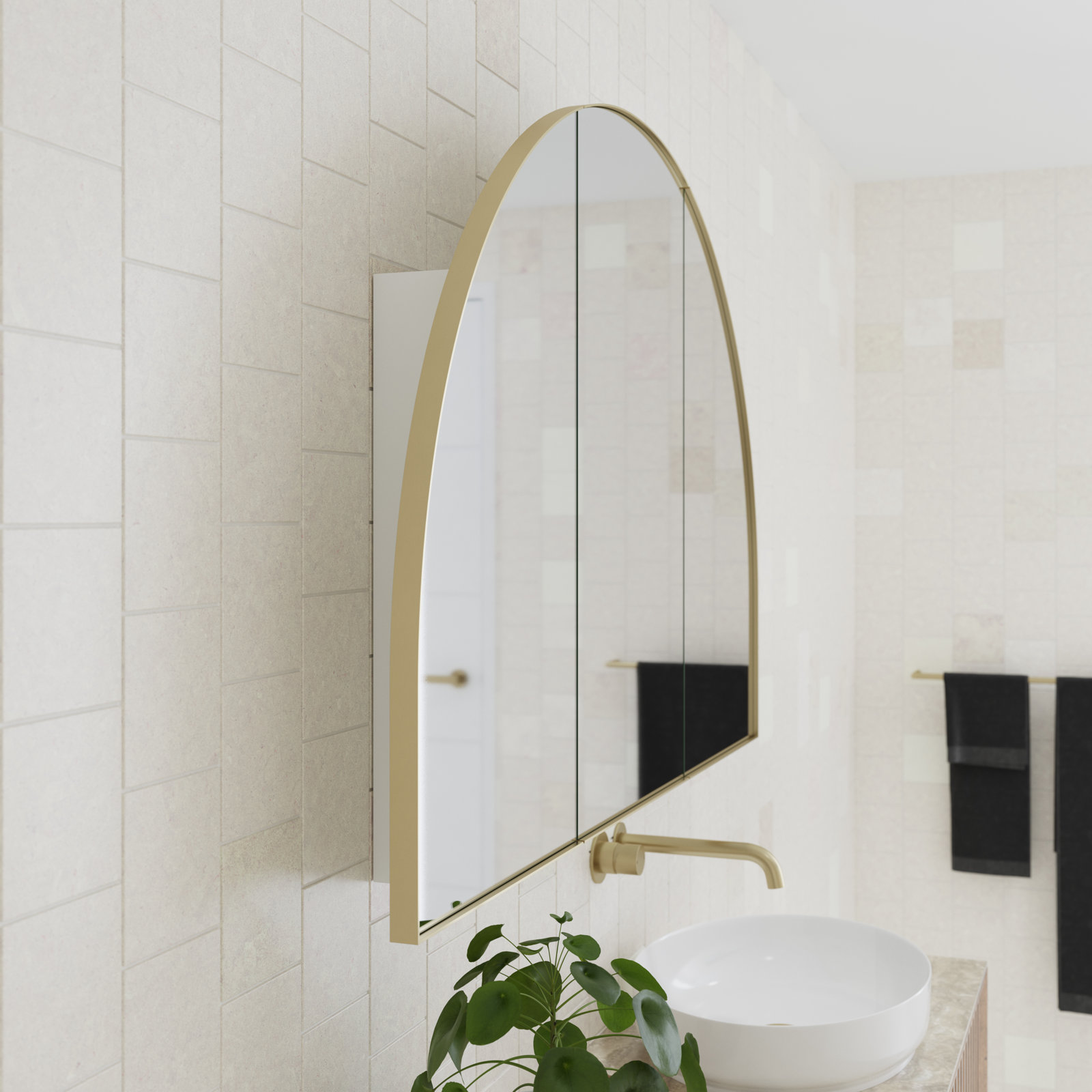 Aria Recessed Medicine Cabinet, Gold
