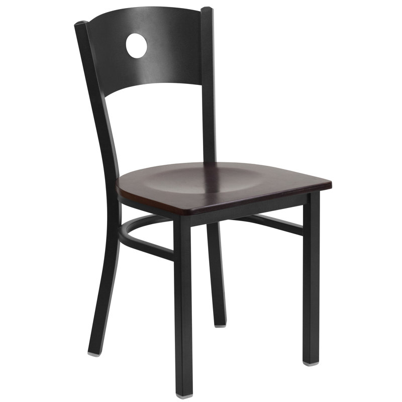 Merlina Circle Back Metal Restaurant Chair, Walnut