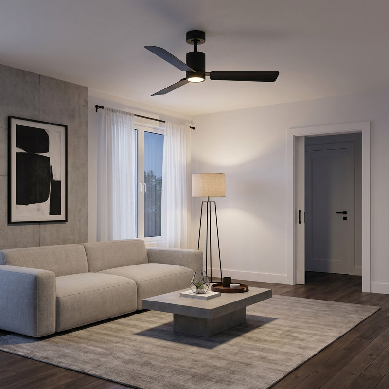 Visual Comfort Fan Cleancut Smart 54 LED Indoor Ceiling Fan with Threaded Downrod, Matte White ABS blades and Handheld Remote