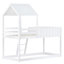 3FT White Kids Tree House Loft Bed with Ladder & Guardrail, Wooden Mid-Sleeper Cabin Bed 90 x 190 cm