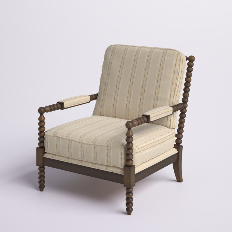 28" W Linen Armchair, Beige Linen