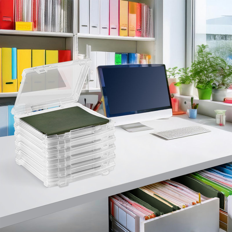 Sorbus Set Of 6 Thin Hanging File Organizer Bin Clear Plastic Stackable For Document Storage