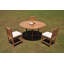 3 Seats 4 Pcs Grade-A Teak Wood Dining Set: 60" Round Table And 3 Devon Armless Chairs #01Dv73-1781758243-1781758271