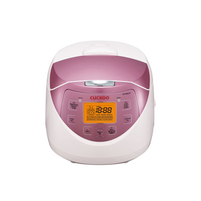 CUCKOO CR-0631F 6-Cup (Uncooked) / 12-Cup (Cooked) Micom Rice Maker with Nonstick Inner Pot, 7 Menu Modes, LCD Display, Fuzzy Logic Tech, Auto Clean (White/Pink) Electric Rice Cooker