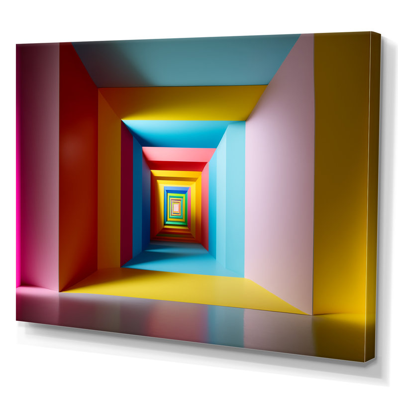 «Pastel Color Rectangular Infinity - Abstract Midcentury», art mural, Toile tendue, H 34 po x l 44 po x P 1,5 po