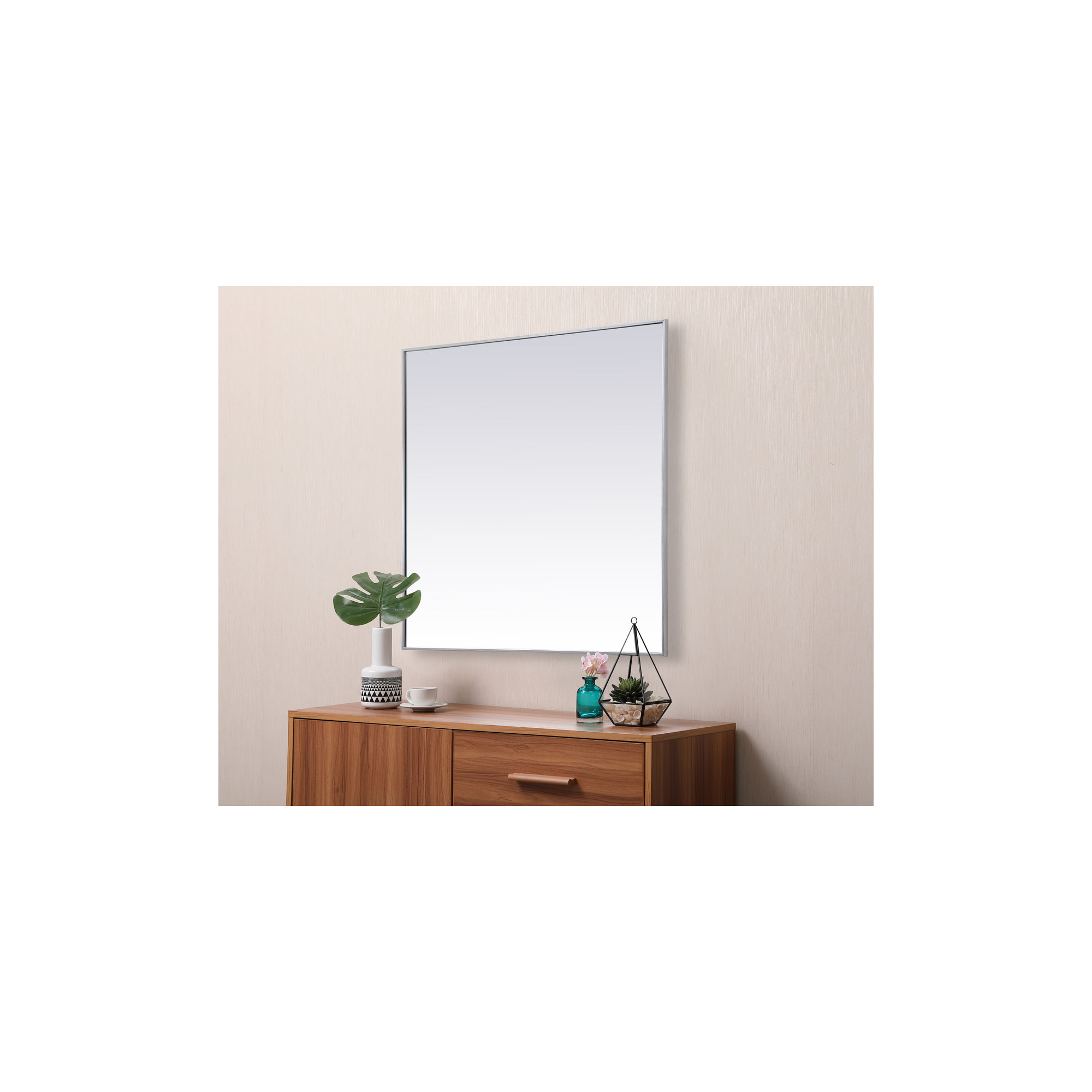 Valparaiso Metal Square Wall Mirror, 48"  x 48" , Silver