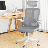 Maegan Home Ergonomic Office Chair With Adjustable Headrest & Lumbar Support, Swivel High Back Computer Chair, Breathable Mesh Desk Chair, PU Silent Wheels, Flip-Up Arms