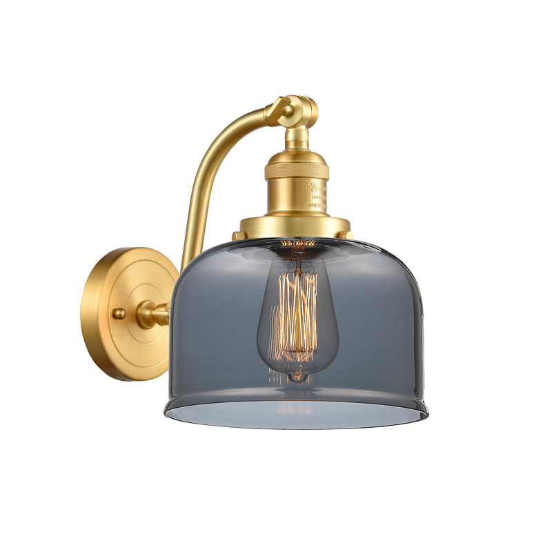 Applique murale 1 lumière 8 po Bell, Ampoule à DEL rétro de 6 watts, Plaqué couleur fumée, Or satiné