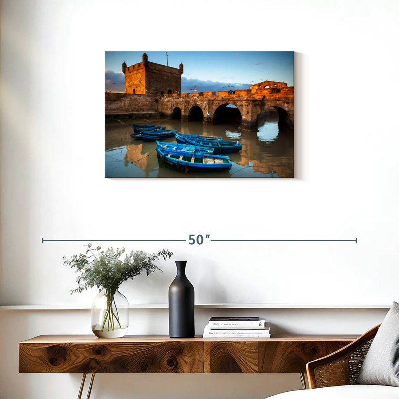Mehar Ess Essiraira bateaux bleu, H 20 po x l 30 po