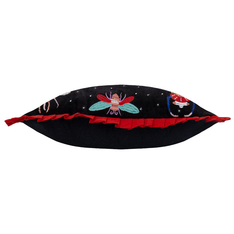 Darkling Beetles Abstract Cushion, 30cm H x 50cm W, Black/Red, Rectangular