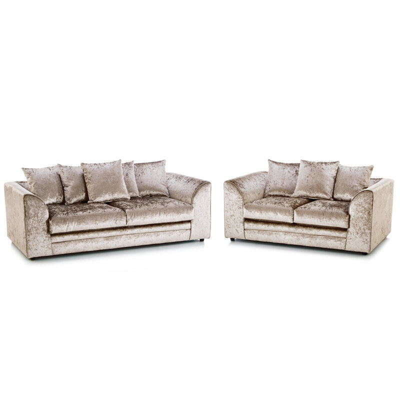 Dinah Velvet Living Room Set, Beige