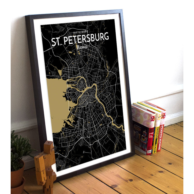 St. Petersburg City Map - No Frame Print, 43cm H x 28cm W x 0.13cm D