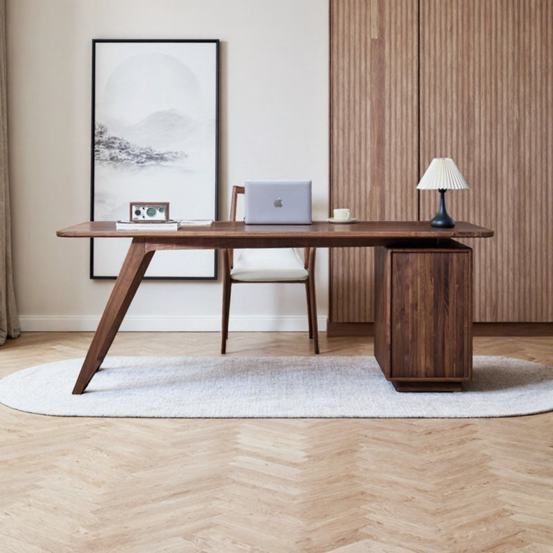 Loon Peak Modern Solid Walnut Wood Rectangular Writing Desk - Wayfair ...