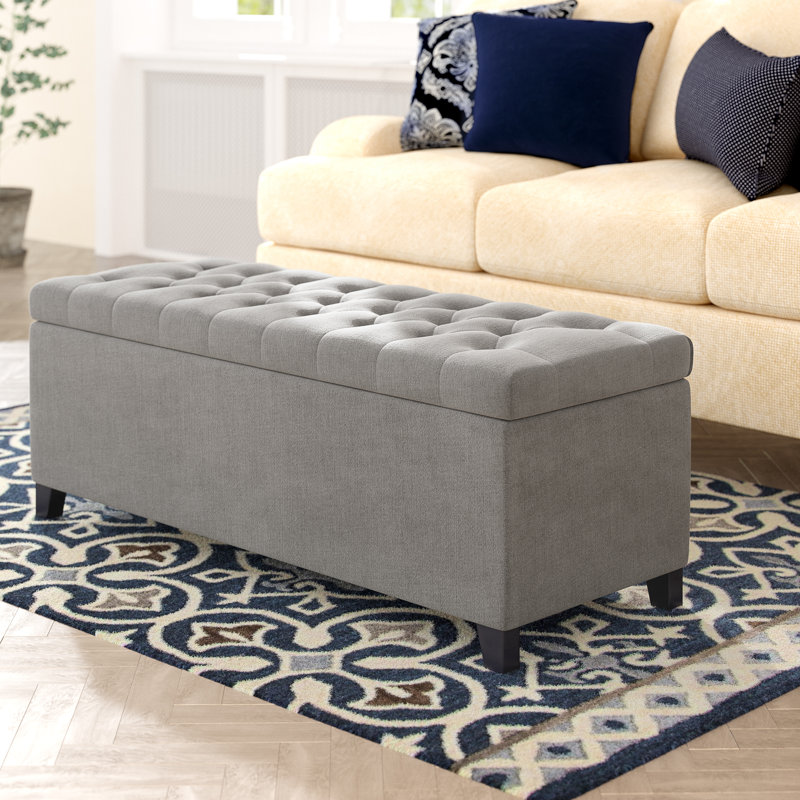 Banc de rangement à plateau capitonné Maniscalco, Gris clair