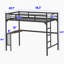 Lit mezzanine en métal avec bureau et garde-corps, bureau sous le lit