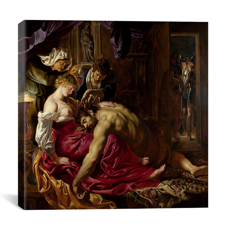 «Samson and Delilah» par Peter Paul Rubens, reproduction d'art sur toile, H 18 po x l 18 po x P 1,5 po, Toile avec cadre noir