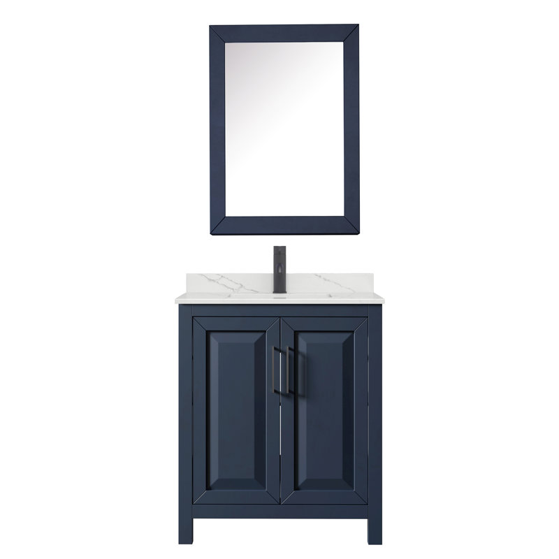 Daria 30'' W Vanity, Blue, Matte Black, White Quartz