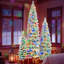 Ensemble de sapins de Noël pré-éclairés, idéal pour les décorations des Fêtes, offrant de multiples modes d'éclairage et une apparence réaliste