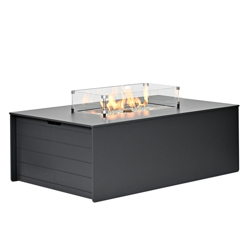 Table de feu d'extérieur Shiplap, Gris