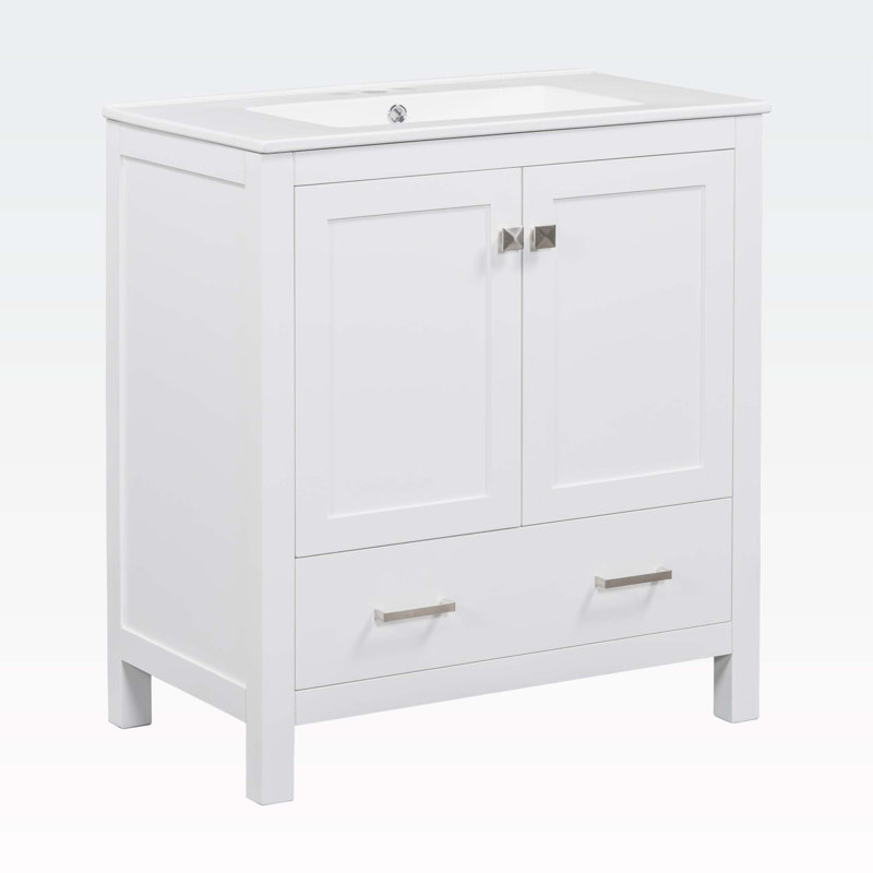 Armoire de salle de bain Leilaney, Blanc