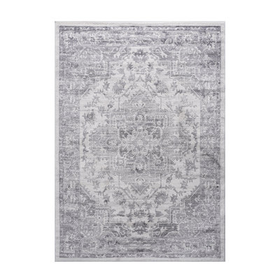 Loom & Collection 2x3 Silver Area Rug - Non-shedding, Stain , Fits Study, Bedroom, Dining Well Stain-, Suits Living, Rooms