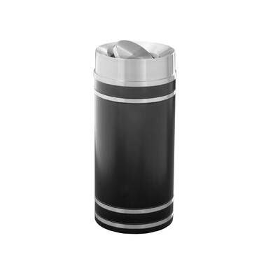 Suncast Metal Indoor Trash Can - 30 Gallon Black PC Lid / Silver