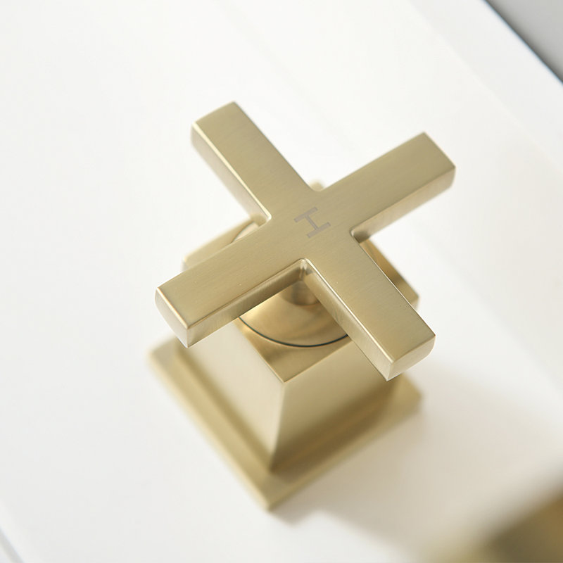 Widespread Bathroom Faucet with Drain Assembly, Brushed Gold