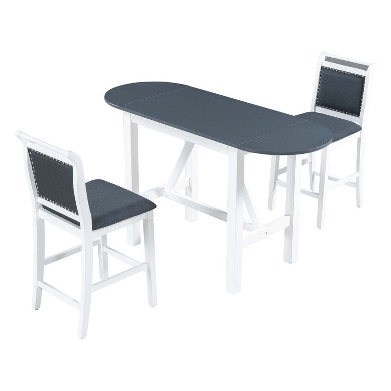 Ensemble de table de salle à manger à hauteur de comptoir en bois 3 pièces avec 2 chaises rembourrées pour petite place