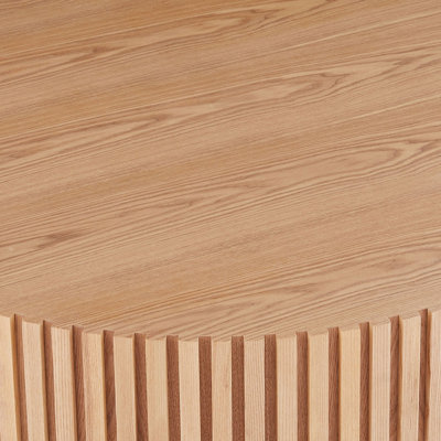 Natural Wood Coffee Table 39.37 MDF coffee table Modern Handcraft Drum Coffee Table  Circle Coffee Table for Living Room,ASH