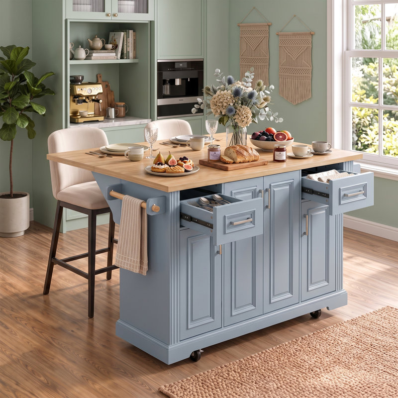54.1 " W Kitchen Cart, Grey