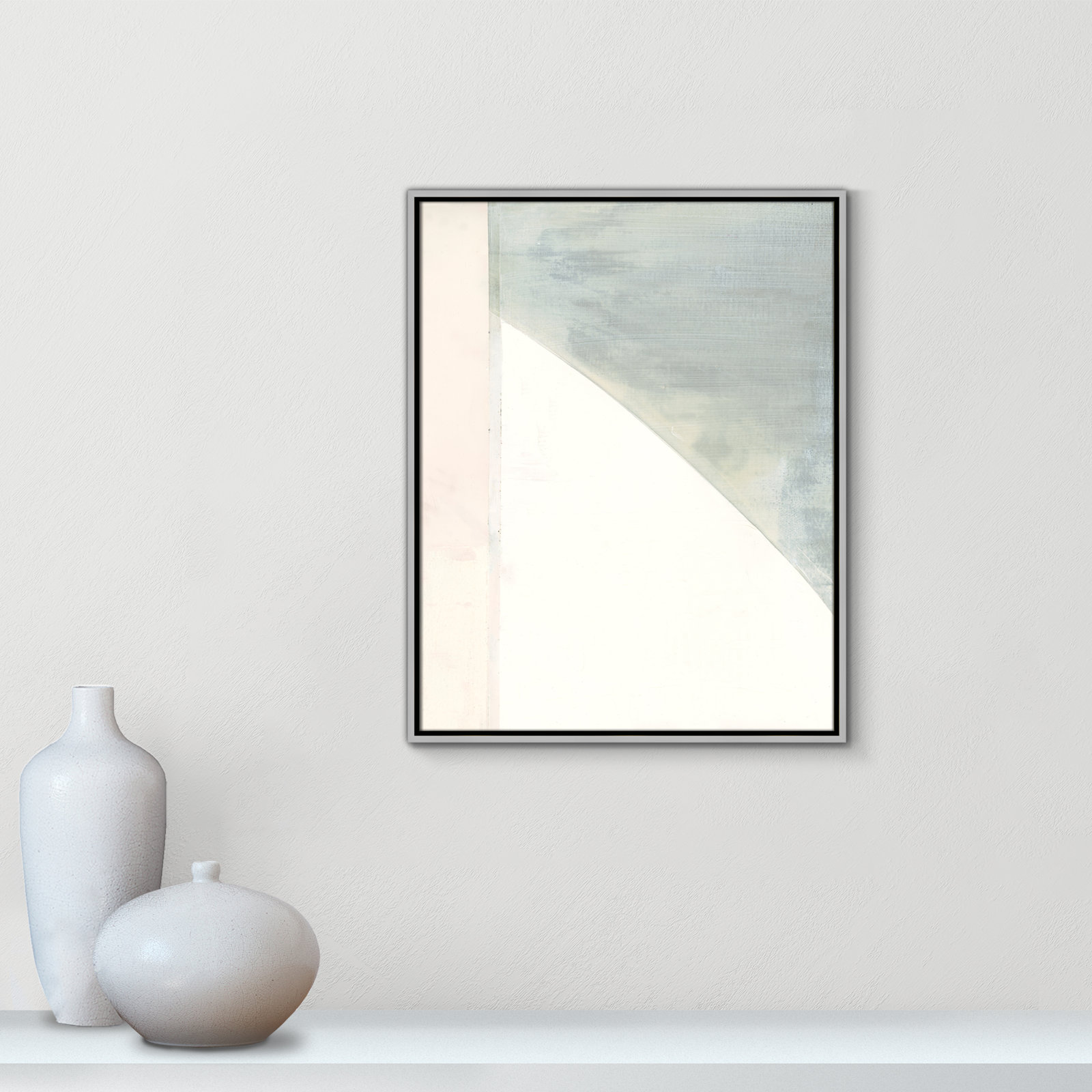 Alexandria "In Neutral I" Painting by Cartissi, Silver Framed Canvas, 29.5" H x 23.5" W x 2" D