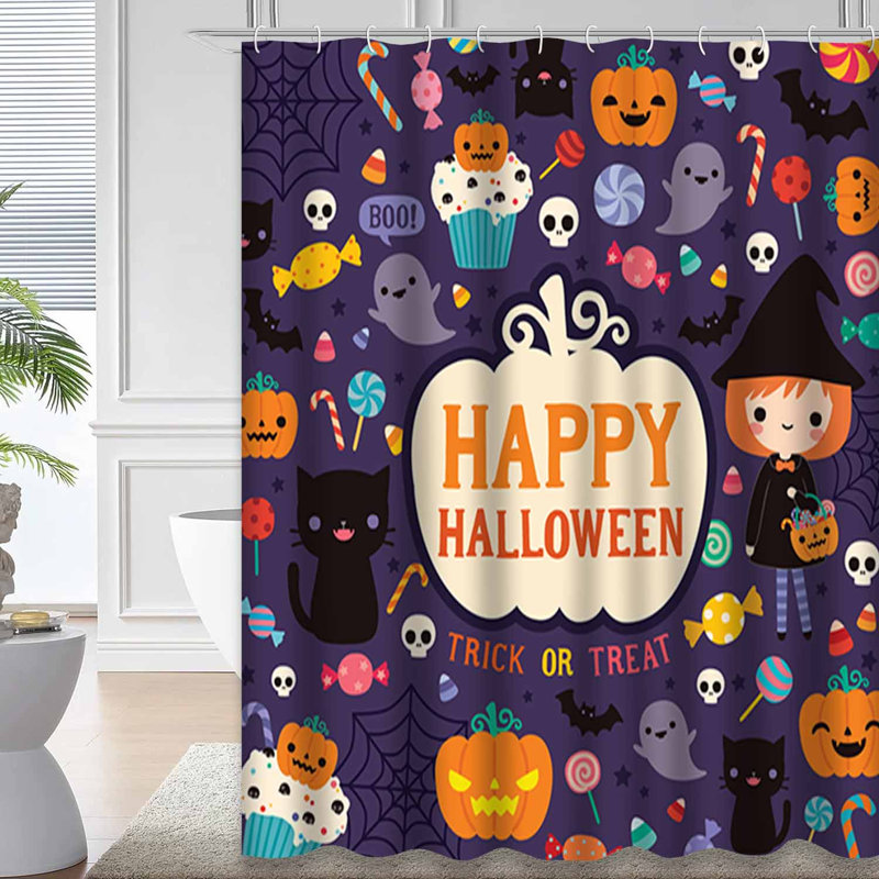 Rideau de douche Happy Halloween, L 72 po x l 72 po