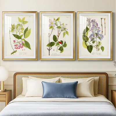 Arbre en fleurs IV - reproduction encadrée sur mesure de qualité supérieure mate - 3 pièces