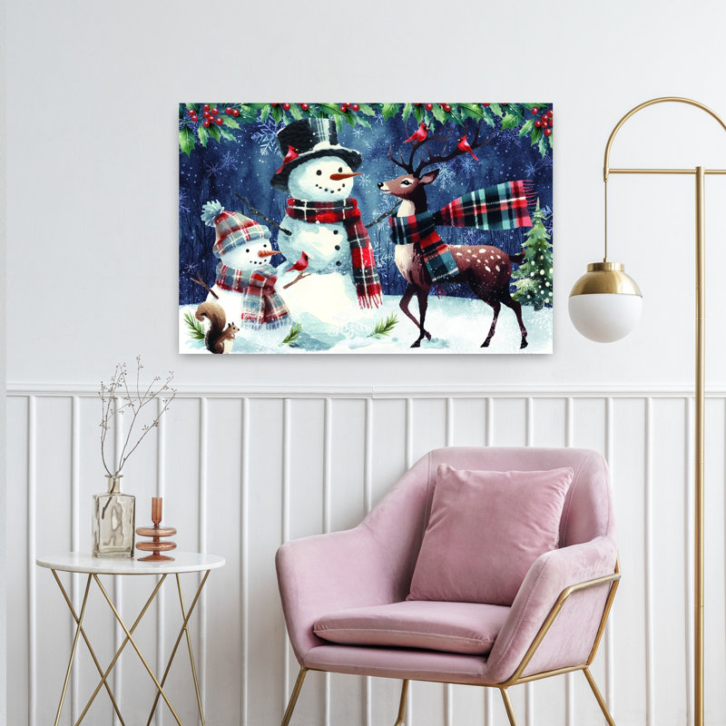 Christmas Snowmen With Reindeer, H 24 po x l 36 po